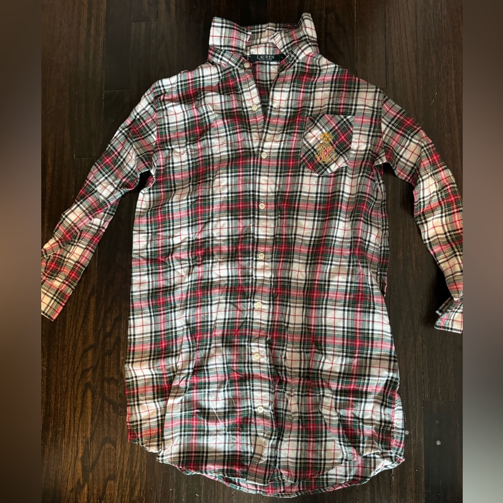 Christmas flannel PJ/long button down